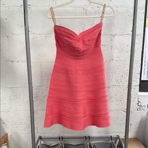 Herve Leger Coral Akari Bandage Cocktail Dress - BRAND NEW - NWT - Size Medium